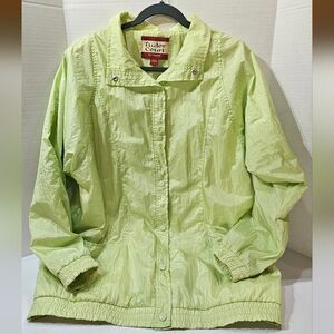 Tudor Court by Haband Vintage Green Nylon Jacket Snap Front Women's Size L READ